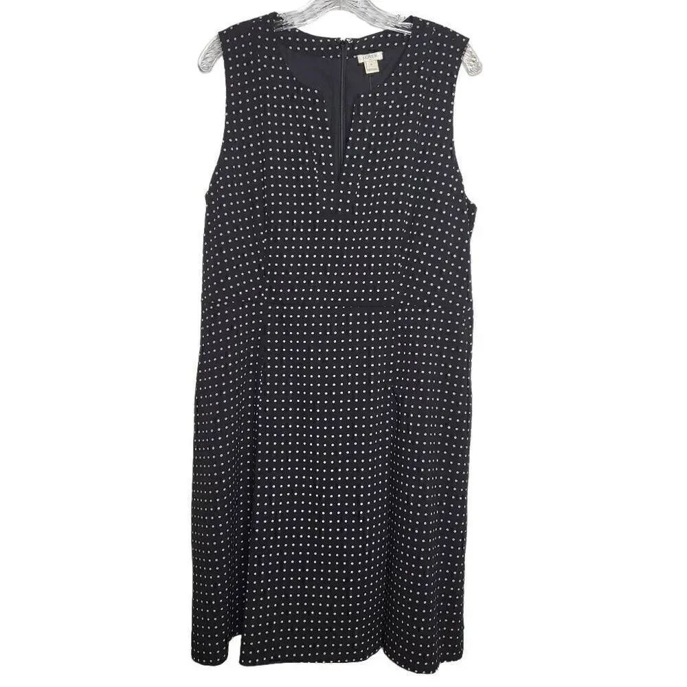 J.Crew Black Polka Dot Sleeveless Shift Mini Dress Size 16